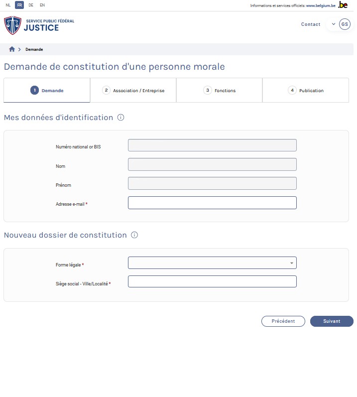 Création personne morale